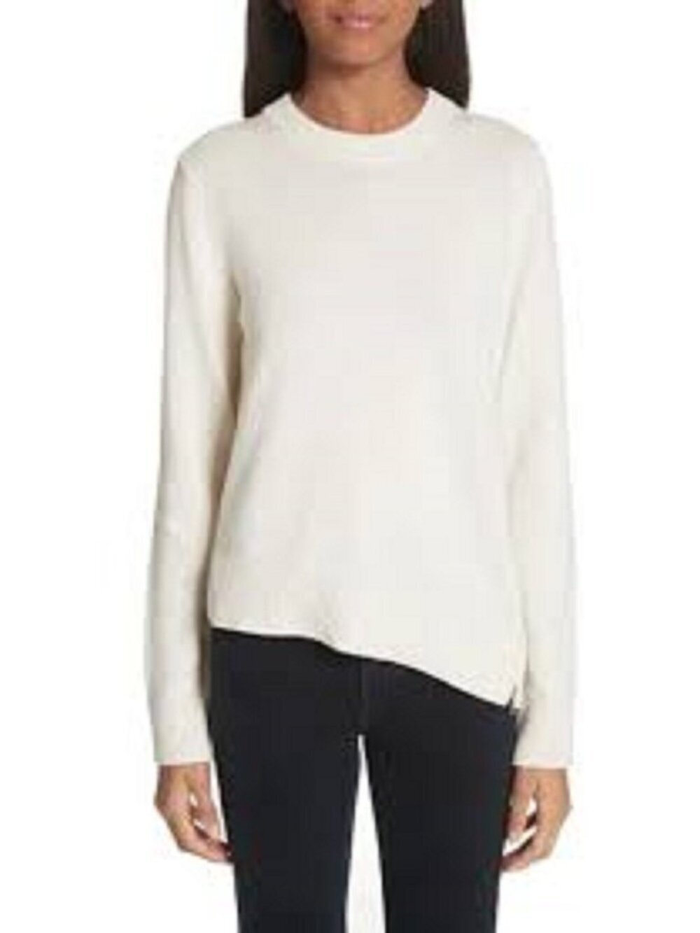 PROENZA SCHOULER Wool Silk Cashmere Sweater Womens size M Ivory Asymmetrical Zip